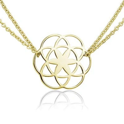 Abbildung von Materia Lebensblume Halskette Damen Gold 925 Silber Kette Blume des Lebens vergoldet KA 450