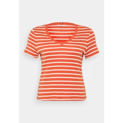 Abbildung von Tommy Hilfiger Curve SLIM CODY Tshirt print, Damen, Größe: 46, Orange/ecru