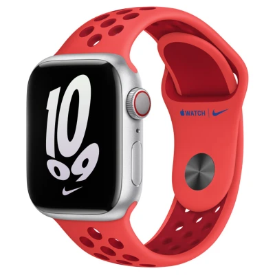 Abbildung von Apple Watch Armband Original Silikon und TPU (weich) Rot Geeignet für Series 1 9 / SE