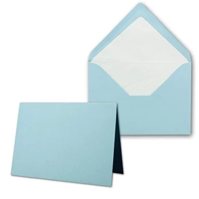 Abbildung von 10 x Kartenpaket mit gefütterten Brief Umschlägen gerippt DIN A6/C6 Hellblau 10,5 14,8 cm Nassklebung NEUSER PAPIER