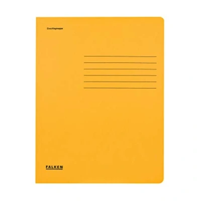 Abbildung von Original Falken 25er Pack Einschlagmappe. Made in Germany. Aus Recycling Karton mit 3 Innenklappen für DIN A4 gelb Juris Mappe Sammelmappe Dokumentenmappe Aufbewahrungsmappe