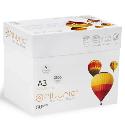 Abbildung von Blätter A3, Universalpapier für Drucker und Kopierer, Weißes A3 Papier Arbeitsumgebungen den Hausgebrauch, DIN 80g/m², Paket mit Blättern Ofituria (2500 Blatt)