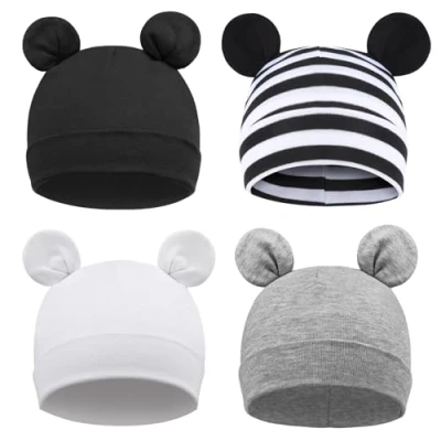 Abbildung von DRESHOW 4 Stücke Unisex Mütze Hut Junge Frühling Mützchen Kleinkind Wendemütze Jersey Slouch Beanie Bekleidung Infant Kindergarten