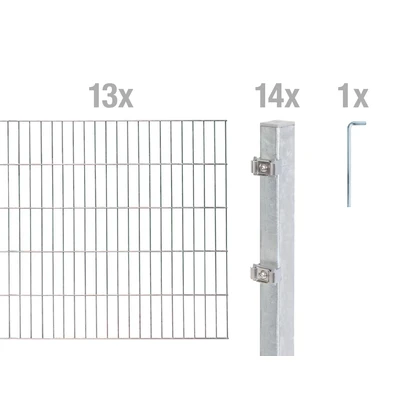 Abbildung von Alberts Doppelstabmatten Zaun, Höhe 80 cm, Länge 26 m, Zaun Komplettset zum Einbetonieren, feuerverzinkt, Pfosten 60x40 mm