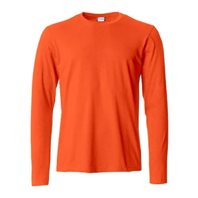Abbildung von Clique Langarm T Shirt für Herren, Basic L/S, aus Jersey Baumwolle, elastischer Kragen, Schweißband, Slim Fit Passform, Orange, XL