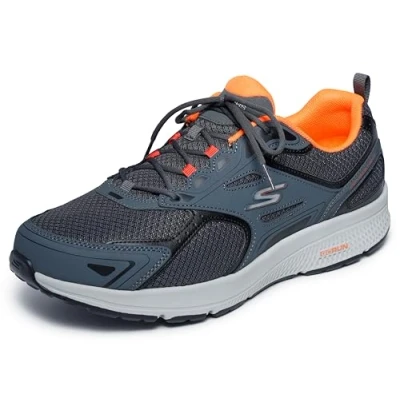 Abbildung von Skechers GOrun Herren Sneaker für Workout, Laufen, Wanderschuhe, mit luftgekühltem Schaumstoff, grau/orange, 42.5 EU
