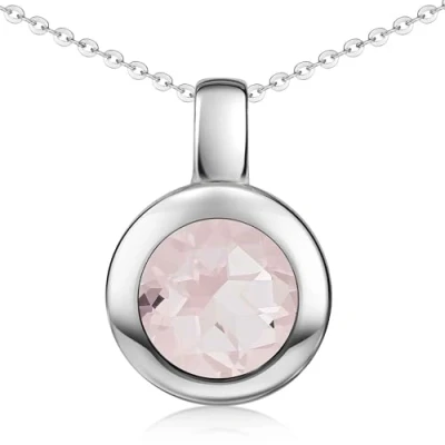 Abbildung von Materia Rosenquarz Kette Silber 925 Edelstein KA 140 K141