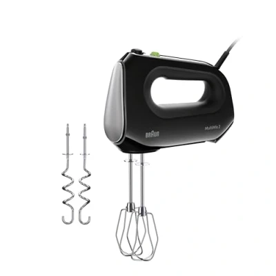 Abbildung von Braun Household MultiMix 2 HM2110BK Handmixer Handrührgerät mit 4 Geschwindigkeitsstufen plus Turbo, FastMix Technologie, EasyClick, inkl. Schneebesen und Knethaken, Einhandbedienung, 500W, Schwarz
