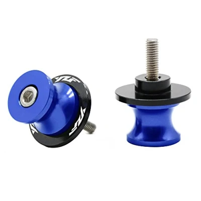 Abbildung von 2tlg M6 Alu Schwingenschutz Schwingenadapter Ständer Bobbins Spool Racingadapter Ständeraufnahme 6mm für YZF R1 R3 R6 R6S R25 R125 600R (Blau)