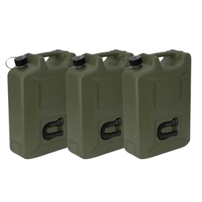 Abbildung von hünersdorff 802011 3er Set Kraftstoff Kanister PROFI 20l für Benzin, Diesel und andere Gefahrgüter, Made in Germany, TÜV geprüfte Produktion, oliv
