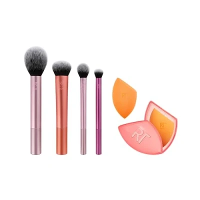 Abbildung von Real Techniques Makeup Brush Set with Travel Sponge Blender for Eyeshadow, Foundation, Blush, and Concealer, of 7