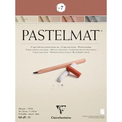 Abbildung von Clairefontaine 96052C Zeichenblock Pastelmat kopfgeleimt, 12 Blatt 18x24 cm, 360g, 4 Farben sortiert, 1 Stück