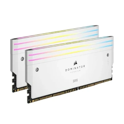 Abbildung von CORSAIR Dominator Titanium DDR5 RGB Lichtverstärkungs Kit 2X Module 0GB RAM iCUE Kompatibel Weiß