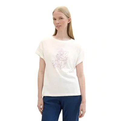 Abbildung von TOM Tailor Tshirt print, Damen, Größe: Medium, Off white