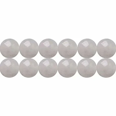 Abbildung von SKYBEADS Natur Weiße Jade Halbedelsteine Perlen zum Auffädeln Runde 10mm Naturstein 38cm Strang Approx 35 Stück