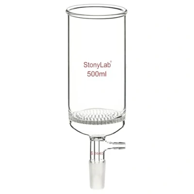 Abbildung von stonylab Glas Buchner Filtriertrichter, Borosilikatglas Filtertrichter mit 9 mm Schlauchanschluss und 24/40 Standard Gelenk für Filtertests, 500 ml