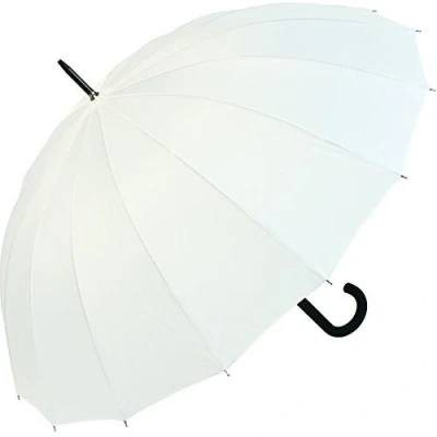 Abbildung von iX brella Long hochwertiger Stockschirm 16 teilig mit Automatik sturmsicher weiß (Durchmesser 1 Meter)