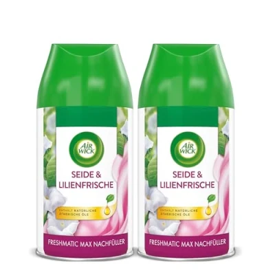 Abbildung von Air Wick Freshmatic Max Raumspray DUO Nachfüller für den Duft: Seide und Lilienfrische 2 x 250 ml