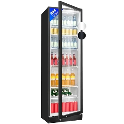 Abbildung von Bomann® Kühlschrank mit Glastür Getränkekühlschrank abschließbar 6 höhenverstellbare Ablagen 30kg je Ablage 347 Liter groß Flaschenkühlschrank m. LED Licht KSG 7351 schwarz