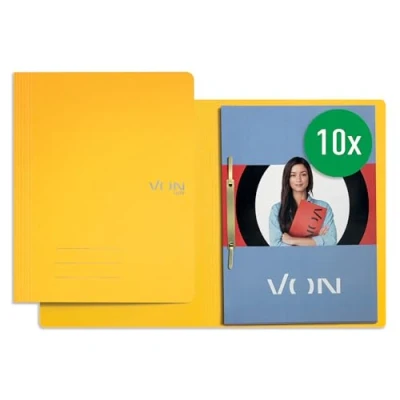 Abbildung von VON Leitz 10er Pack Schnellhefter A4, Karton, Mit Heftmechanik, Für 250 Blatt, Soft Cover, Schule, Studium &amp; Haushalt, Gelb, 30130015