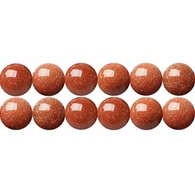 Abbildung von SKYBEADS Golden Goldstone Runde 10mm Lose Halbedelsteine Perlen zum Auffädeln 38cm Strang Approx 35 Stück