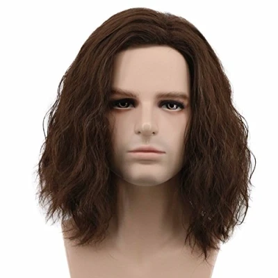 Abbildung von karlery Herren Flauschige Kurz Lockige Braun Perücke Männer Halloween Cosplay Anime Kostüm