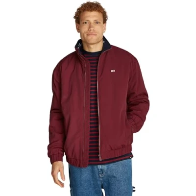 Abbildung von Tommy Jeans Herren Jacke Essential Padded Jacket mit Reißverschluss, Rot (Deep Rouge), S