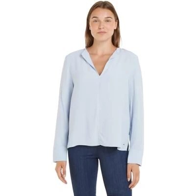 Abbildung von Tommy Hilfiger V NECK Blouse Langarmshirt, Damen, Größe: 44, Breezy blue