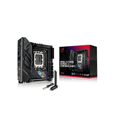 Abbildung von ASUS ROG STRIX B760 I GAMING WiFi Mainboard Sockel Intel LGA 1700 (Intel B760, Mini ITX, DDR5 Speicher, 6E, PCIe 5.0, 2x 4.0 M.2, Aura Sync)