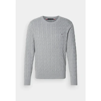 Abbildung von Tommy Hilfiger Classic Cable CREW NECK Strickpullover, Herren, Größe: Medium, Grau
