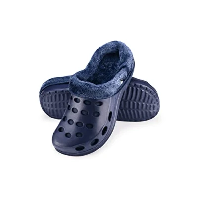 Abbildung von ESTRO Herren Winter Hausschuhe Damen Gefüttert Gartenschuhe Gartenclogs A01 (40, Dunkelblau)