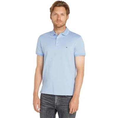 Abbildung von Tommy Hilfiger Herren Poloshirt Kurzarm Pretwist Mouline Slim Fit, Blau (Vessel Blue/White Moulin), XS