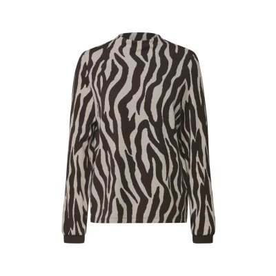 Abbildung von Street One MIT Zebra Print Langarmshirt, Damen, Größe: 36, Braun