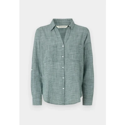 Abbildung von TOM Tailor Blouse WITH SLUB Structure Hemdbluse, Damen, Größe: 34, Explorer green
