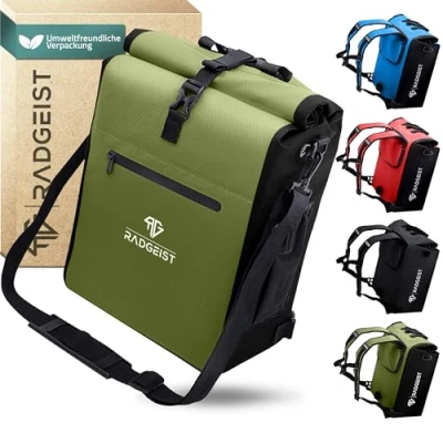 Abbildung von RADGEIST 3in1 Fahrradtasche für Gepäckträger I Gepäckträgertasche und Rucksack 25L 100% wasserdicht