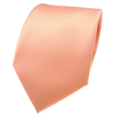 Abbildung von TigerTie Herren Krawatte Klassische 8 cm Satin in lachs orange einfarbigem Design, ideal für Geschäftstermine, festliche Anlässe und die Freizeit