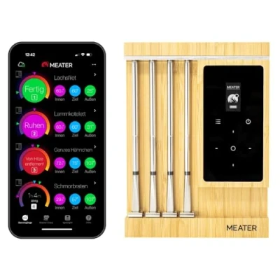 Abbildung von MEATER Pro XL [Neu] Das ultimative smarte WLAN Fleischthermometer mit vier fortschrittlichen Sonden Multisensor Fühlern BBQ, Ofen, Grill, Smoker, Heißluftfritteuse, Fritteuse