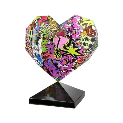 Abbildung von Casablanca Deko Herz im Street Art Design Skulptur Dekoherz Material: Kunstharz Dekoration Hochzeit Wohnzimmer Geschenk Weihnachten Farbe: Mehrfarbig Höhe 39 cm Breite 31