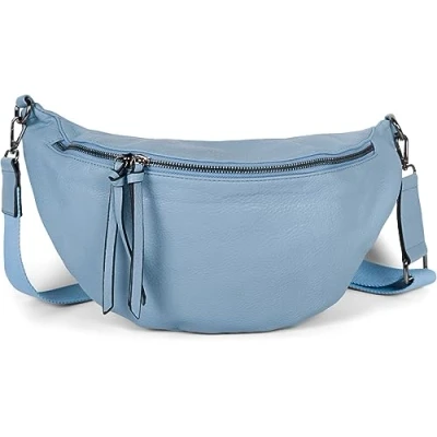 Abbildung von styleBREAKER Damen Halbmond Crossbody Schultertasche, abnehmbarer verstellbarer Schultergurt, Einfarbige Handtasche 02012386, Farbe:Hellblau