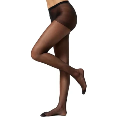 Abbildung von Nur Die Damen Seidenfein 15 DEN Feinstrumpfhose transparent seidig glänzende Optik Komfortbund Strumpfhose Strumpfhosen schwarz L