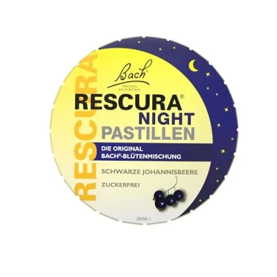 Abbildung von Bach RESCURA NIGHT Bachblüten Pastillen Schwarze Johannisbeere I 50 g Bachblütenmischung für unterwegs ehemals Rescue das Original