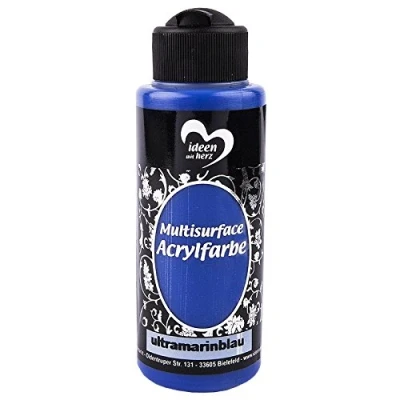 Abbildung von Ideen mit Herz Acrylfarbe Multisurface Allzweckfarbe zum Bemalen von Holz, Glas, Polyester, Keramik, Porzellan, Terracotta, Stoff, Leder Universalfarbe auf Wasserbasis 120ml (ultramarineblau)