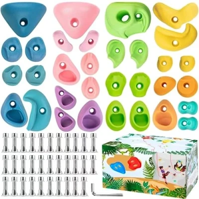 Abbildung von CIMOYBAI 32 Stücke Klettergriffe, Klettersteine Kinder, Helle Farben Klettergriffe Kletterwand Griffe für Spielturm und Kletterwand, Weihnachts Geburtstagsgeschenke Kinder