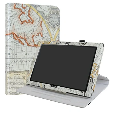 Abbildung von LiuShan Acer Iconia One 10 B3 A40 Rotary hülle, 360rotierenden Drehbares Standfunktion hülle mit Schöne Muster für 10.1&quot; Andriod Tablet,Landkarte