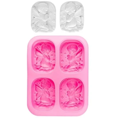 Abbildung von Ideen mit Herz Silikonform 4 in 1 Engel 7,7 cm x 5,9