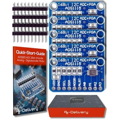 Abbildung von AZDelivery 3 x kompatibel mit ADS1115 ADC Modul 16bit 4 Kanäle Arduino und Raspberry Pi inklusive E Book!