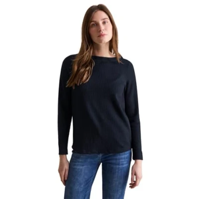 Abbildung von Cecil Struktur Langarmshirt, Damen, Größe: XXL, Blau