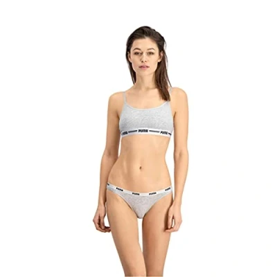 Abbildung von PUMA Damen Bikini Unterwäsche, Grau, L (2er Pack)