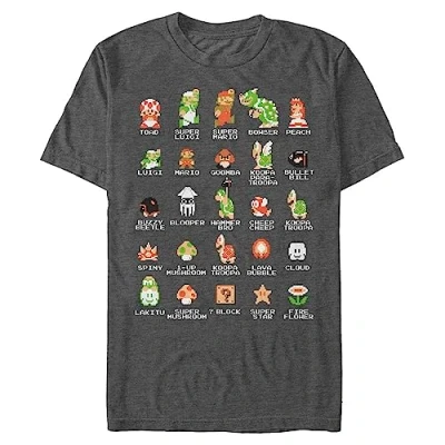 Abbildung von Nintendo Herren Pixel Cast T Shirt, Grau, L EU