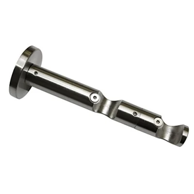 Abbildung von Gardinia Doppel Kombiträger mit Metallmontageplatte für Gardinenstangen, 2 läufig, Offen, Alle Montage Teile inklusive, Serie Chicago, Durchmesser 20 mm, Edelstahl Optik 10011154 8 x 0.021 cm
